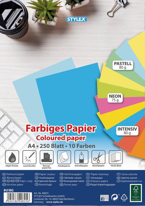 Productafbeelding Stylex Kopieerpapier A4 250 vel veelkleurig (80 g/m², 250 x, A4)
