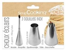 Produktbild ScrapCooking 3er Set Edelstahltüllen Éclairs (Spritztüllen)