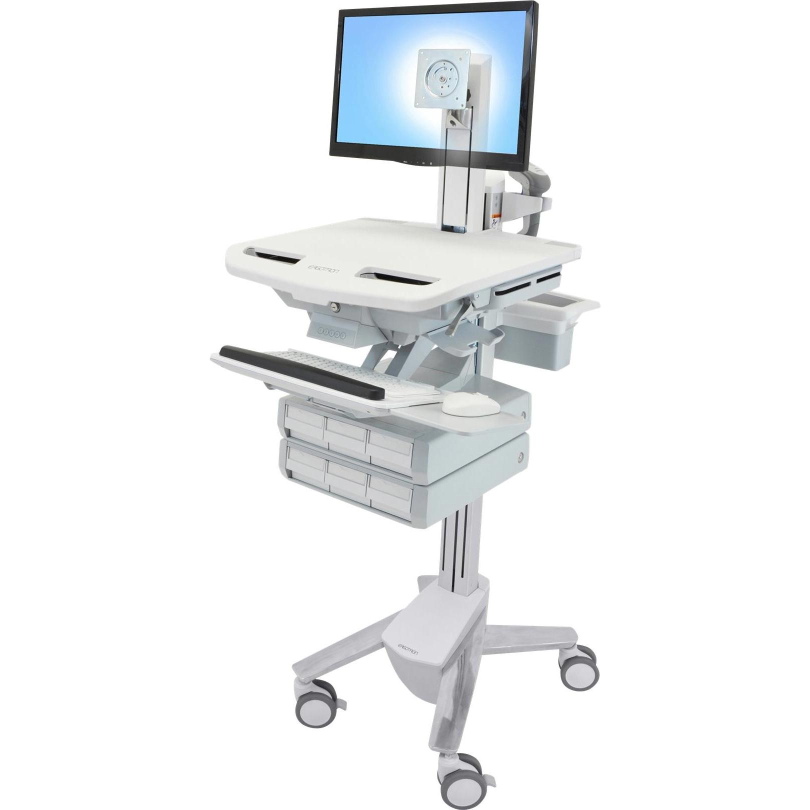 Ergotron Wagen für LCD-Display / Tastatur / Maus / CPU / Notebook / Kamera / Scanner (off, Notebookwagen, Grau, Weiss, S...