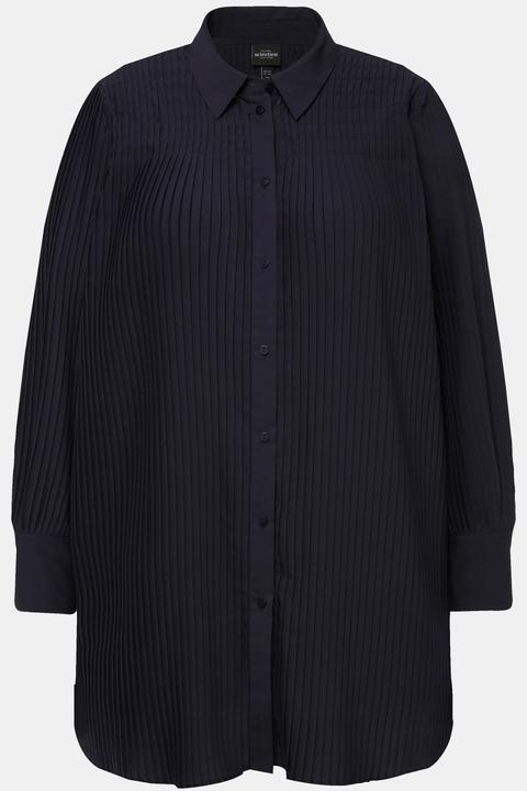 Actual product image Ulla Popken Pleated Long Sleeve Button Down Blouse (50, 52)