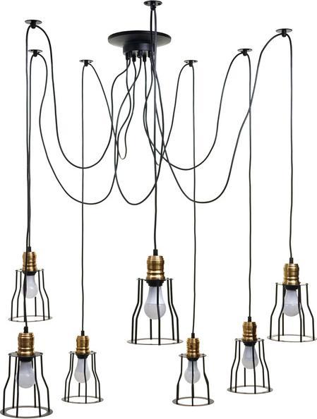 Produktbild Swisshandel24 Pendelleuchte Hängeleuchte Hängelampe, Industrial Metall höhenverstellbar schwarz - 7x Käfiglampensc (E27)