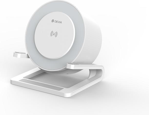 Image du produit Devia Enceinte Bluetooth IM-3 avec chargeur sans fil 15W et blanc clair