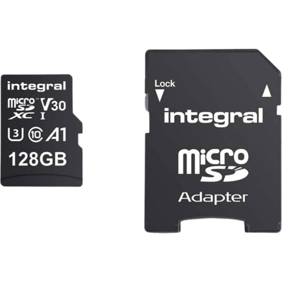Integral INMSDX128G-100V30 128GB MICRO SD CARD MICROSDXC UHS-1 U3 CL10 V30 A1 UP TO 100MBS READ 45MBS WRITE (128 GB, mic...