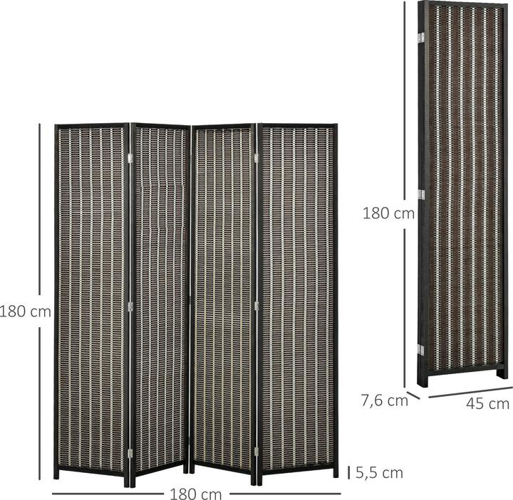 Immagine prodotto Homcom Paravent Bambus, Kiefernholz Braun