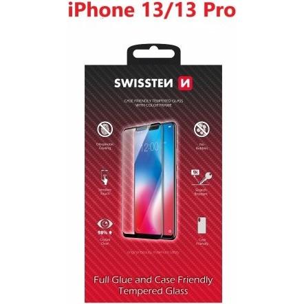 Swissten Glass Color Frame Case-Friendly iPhone 13/13 Pro - Black (1 Stück, Apple iPhone 13 Pro), Smartphone Schutzfolie...