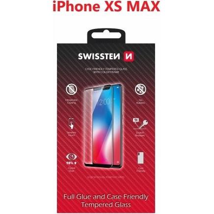 Swissten Glass Color Frame Case-Friendly iPhone XS Max - Black (1 Stück, Apple iPhone XS Max), Smartphone Schutzfolie, S...
