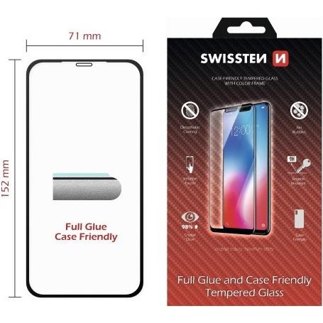 Thumbnail - Swissten Glass Color Frame Case-Friendly iPhone XS Max - Black (1 Stück, Apple iPhone XS Max), Smartphone Schutzfolie, S...