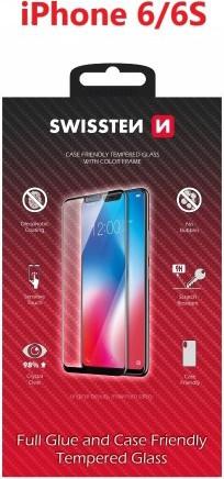 Produktbild Swissten Glass Color Frame Case-Friendly iPhone 6/6S - Black (1 Stück, Apple iPhone 6, Apple iPhone 6s)