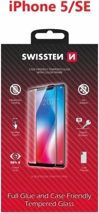 Actual product image Swissten Glass Colour Frame Case-Friendly iPhone 5/SE - White