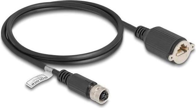 Actual product image Delock M12 cable D-coded 4 pin socket to RJ45 socket for E (F/UTP, CAT5e, 1 m)