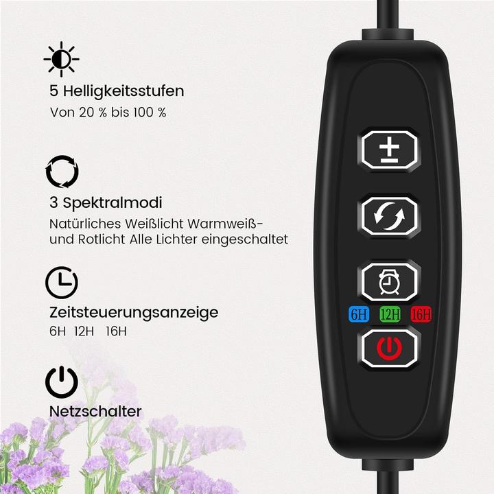 Immagine prodotto Dhapy LED-Pflanzenlampe mit Timer und Standfuss (LED)