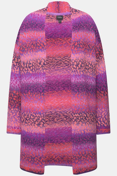 Actual product image Ulla Popken Gradient Striped Goblet Collar Cardigan (54)