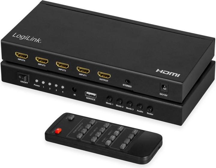 Image du produit LogiLink Commutateur HDMI 4x1 port, multiview, 4K/30 Hz, scaler, seamless, RC