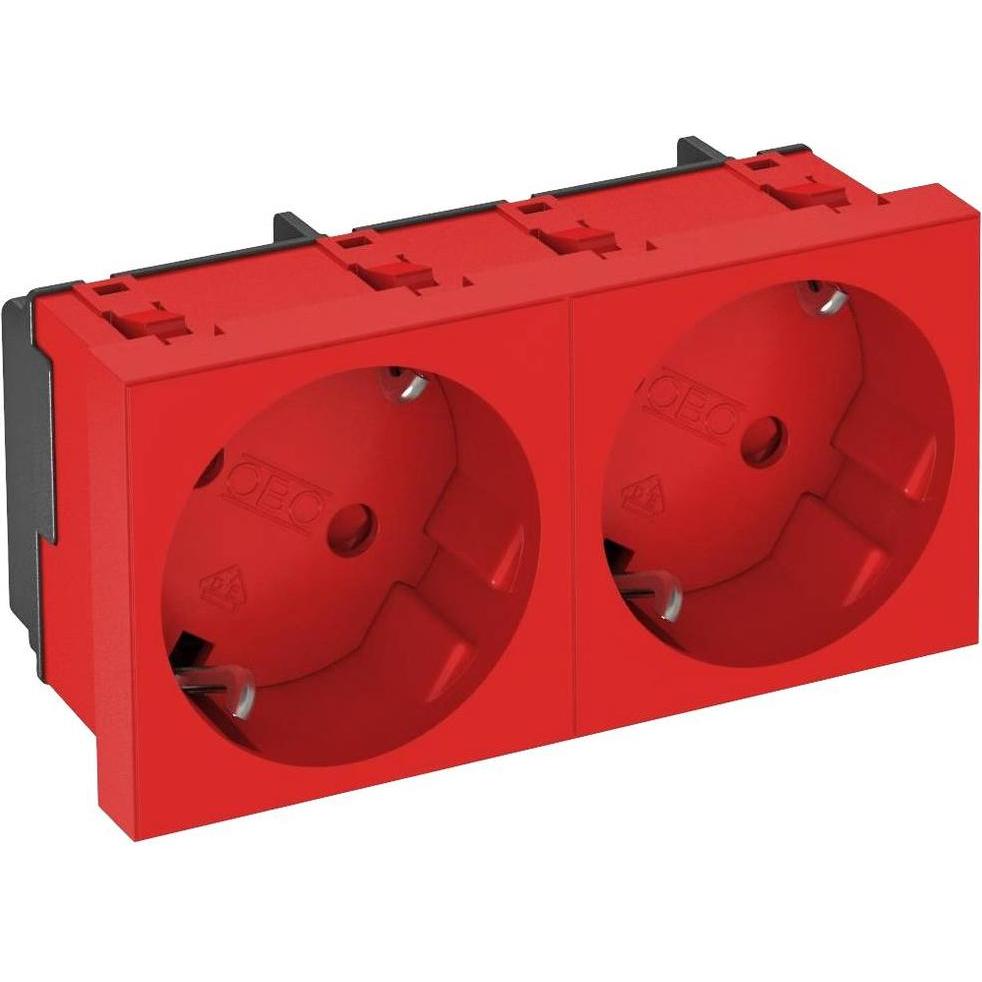 OBO Bettermann, Presa di corrente, Vertr Steckdose 33 Grad, 2-fach Schutzkontakt STD-D3S SRO2 (6120109)