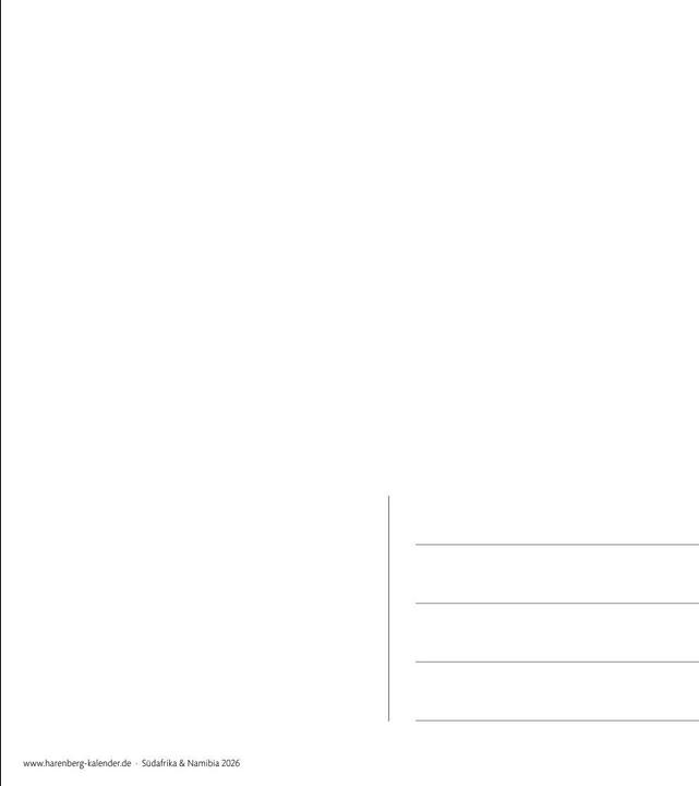 Actual product image Harenberg Südafrika & Namibia Sehnsuchtskalender 2026 - Wochenkalender mit 53 Postkarten (Hardcover, German)