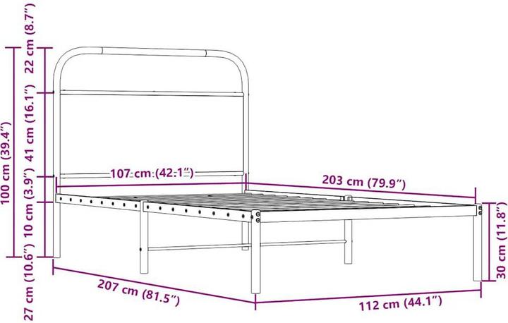 Produktbild vidaXL Bettgestell (107 x 203 cm)