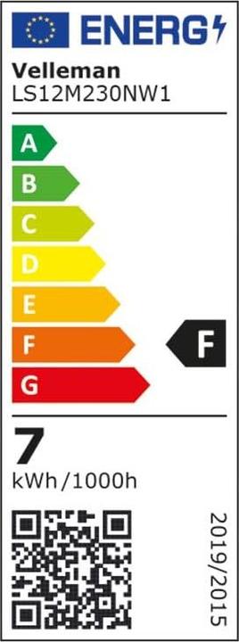 Energie-Label Velleman FLEXIBLER LED-STREIFEN - NEUTRALWEIss - 300 LEDs - 5 m - 12 V (Neutralweiss, 500 cm, Indoor)