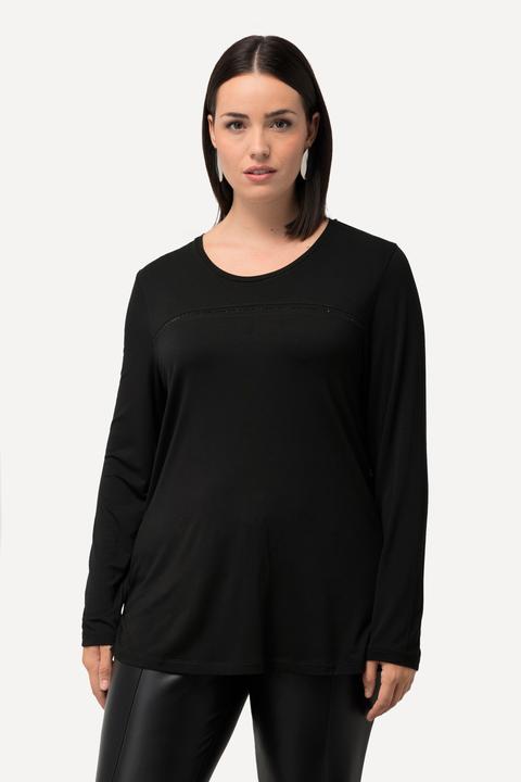 Immagine prodotto Ulla Popken Maglia classica con applicazioni, scollo a girocollo e maniche lunghe (50, 52)