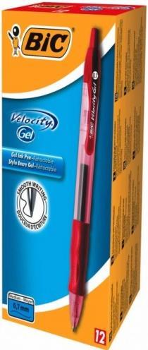 Productafbeelding Bic 12 Gel-ocity gelpennen rood/transparant 0,3 mm, schrijfkleur: rood (Rood, Transparant, 12x)