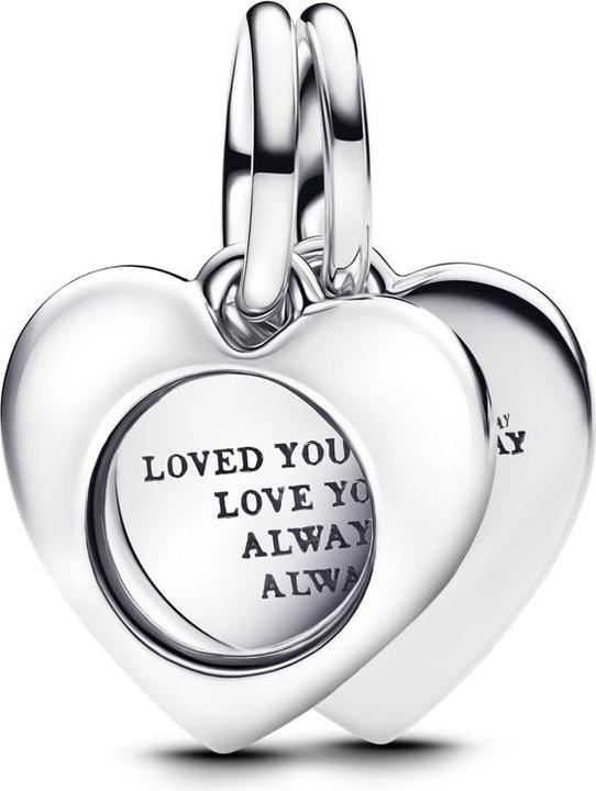 Actual product image Pandora Engravable Heart Magnifying Glass Double Dangle Charm (Sterling silver 925)