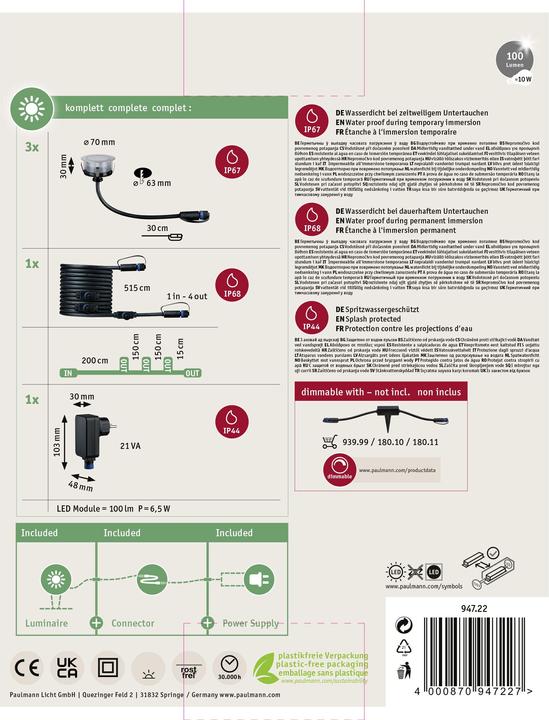 Produktbild Paulmann Outdoor Plug & Shine Floor Starterset Insect Friendly (100 lm, IP67)