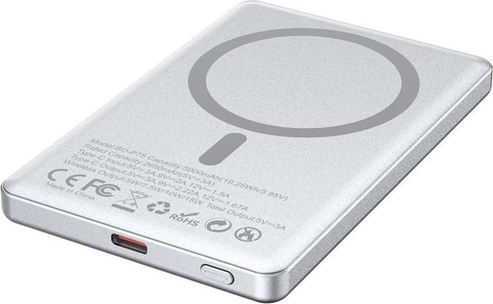 Actual product image Bwoo magnetic power bank P75 PD 20W 5000 mAh with digital display and USB-C port black (5000 mAh, 20 W)