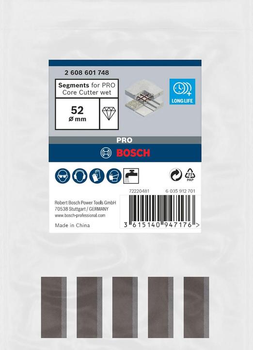 Immagine prodotto Bosch Professional Zubehör PRO Core Cutter bagnato, 52 x 10 mm, 1 1/4 di pollice UNC (52 millimetri)