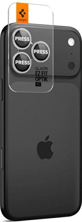 Produktbild Spigen Glass tR EZ Fit Optik Pro 2 Pack (2 Stk., Apple iPhone 14 Pro, Apple iPhone 14 Pro Max, Apple iPhone 15 Pro, Apple iPhone 15 Pro Max, Apple iPhone 16 Pro, Apple iPhone 16 Pro Max, Apple iPhone 17 Pro, Apple iPhone 17 Pro Max)