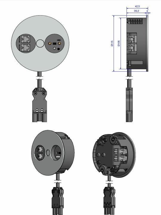 Actual product image Bachmann TWIST - 2 m - 1 AC outputs - Indoor - Metal - Plastic - White - 42.5 mm (1x, CEE 7/3, CEE 7/5)
