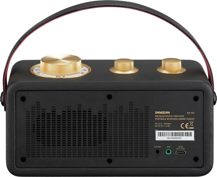Actual product image Sangean RA-101 Rechargeable Radio FM Bluetooth®, AUX Rechargeable Black, Gold (FM, Bluetooth)