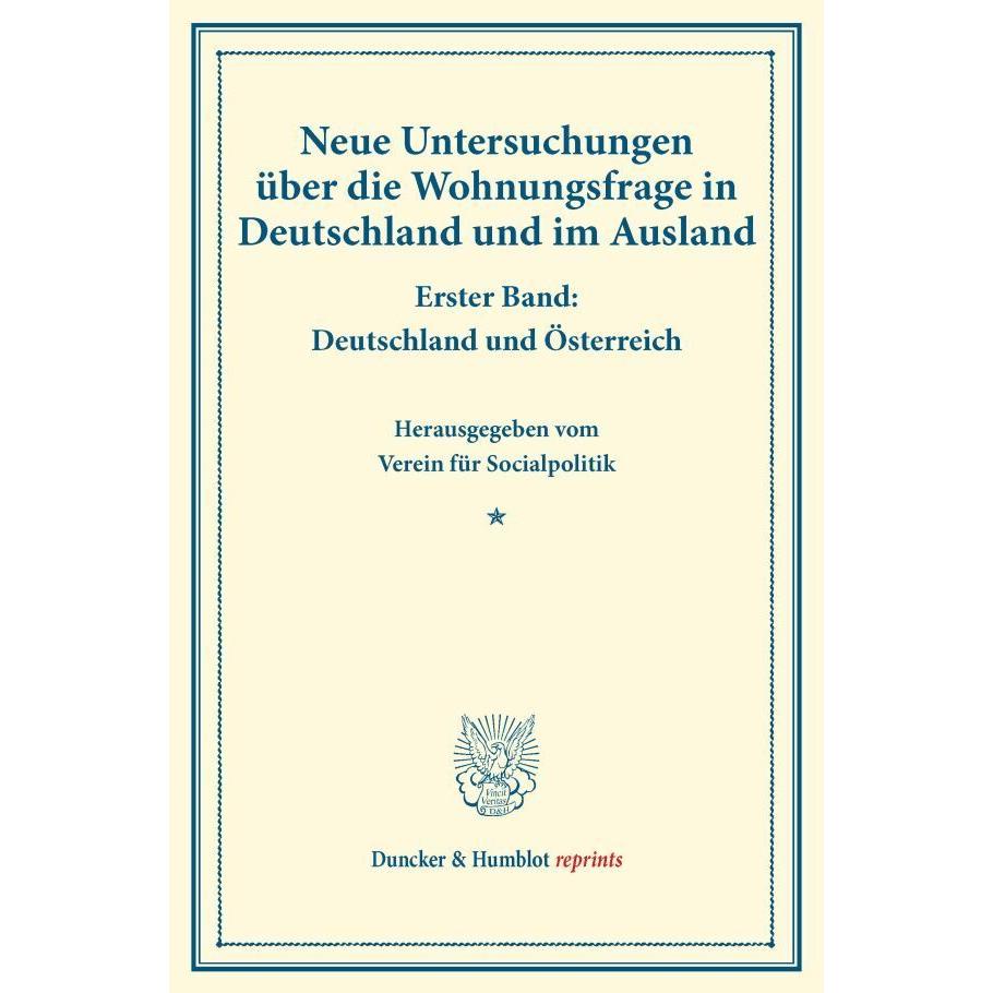 Thumbnail - Neue Untersuchungen über die Wohnungsfrage in Deutschland und im Ausland., Fachbücher von Verein für Socialpolitik