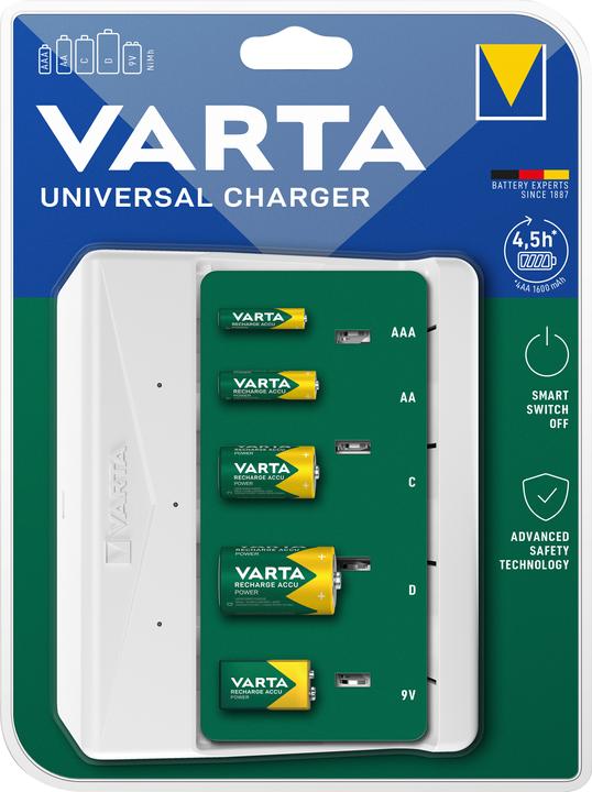Varta Chargeur universel (1 pcs, C, D, AA, AAA, 1600 mAh, Chargeurs sans batterie)