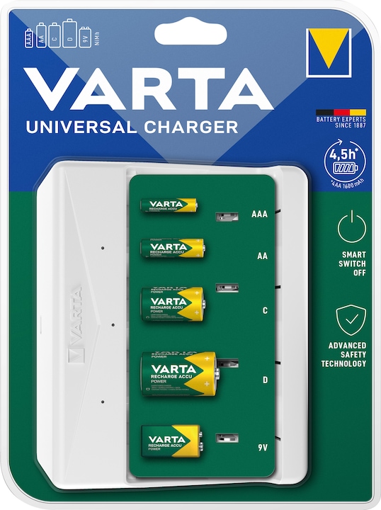 Varta Universal Charger (1 pcs., C, D, AA, AAA, 1600 mAh, Chargers without battery)