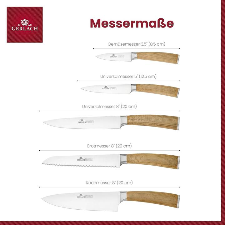 Actual product image Gerlach KNIFE SET BLOCK 5 pcs. NATURAL