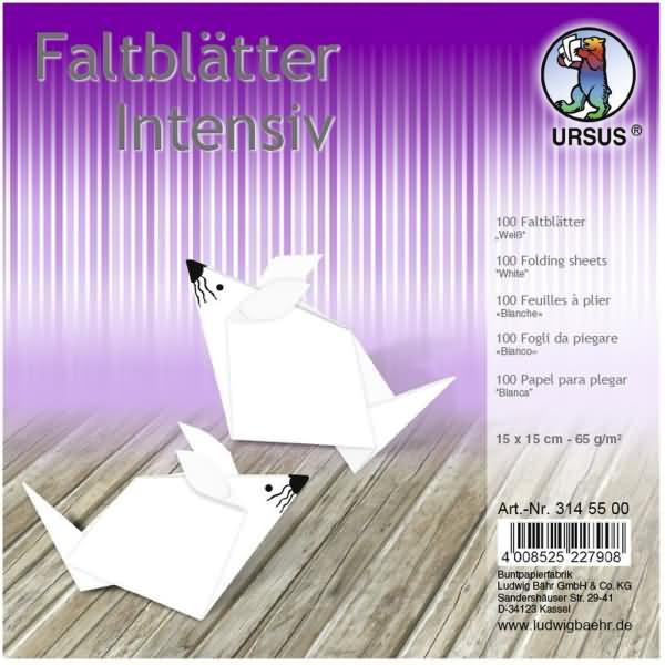 Ursus, Bastelpapier, Faltblätter Intensiv Uni 15x15cm VE=100 Blatt weiss (65 g/m², 1 x)
