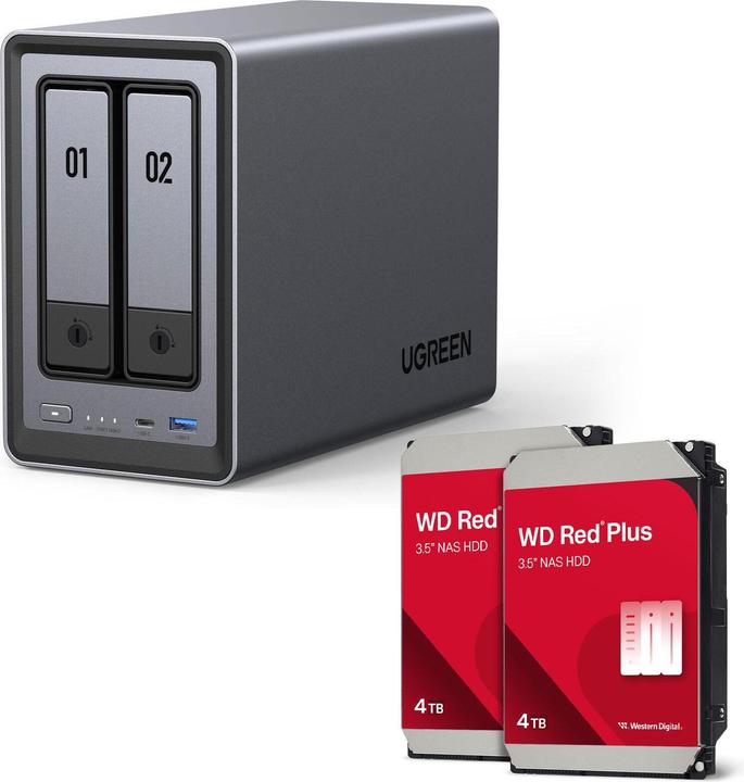 Ugreen NASync DXP2800 NAS System 2-Bay + Western Digital Festplatte 8 TB (2 x 4 TB) (2 x 4 TB)