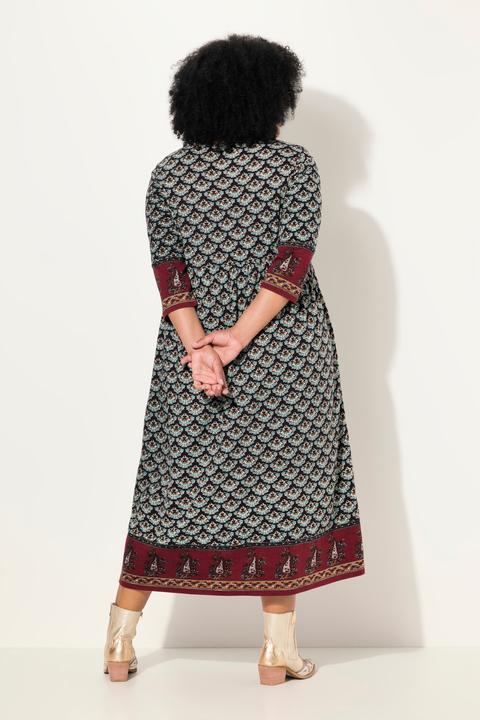 Actual product image Ulla Popken Mixed Print 3/4 Sleeve Jersey Dress (62)