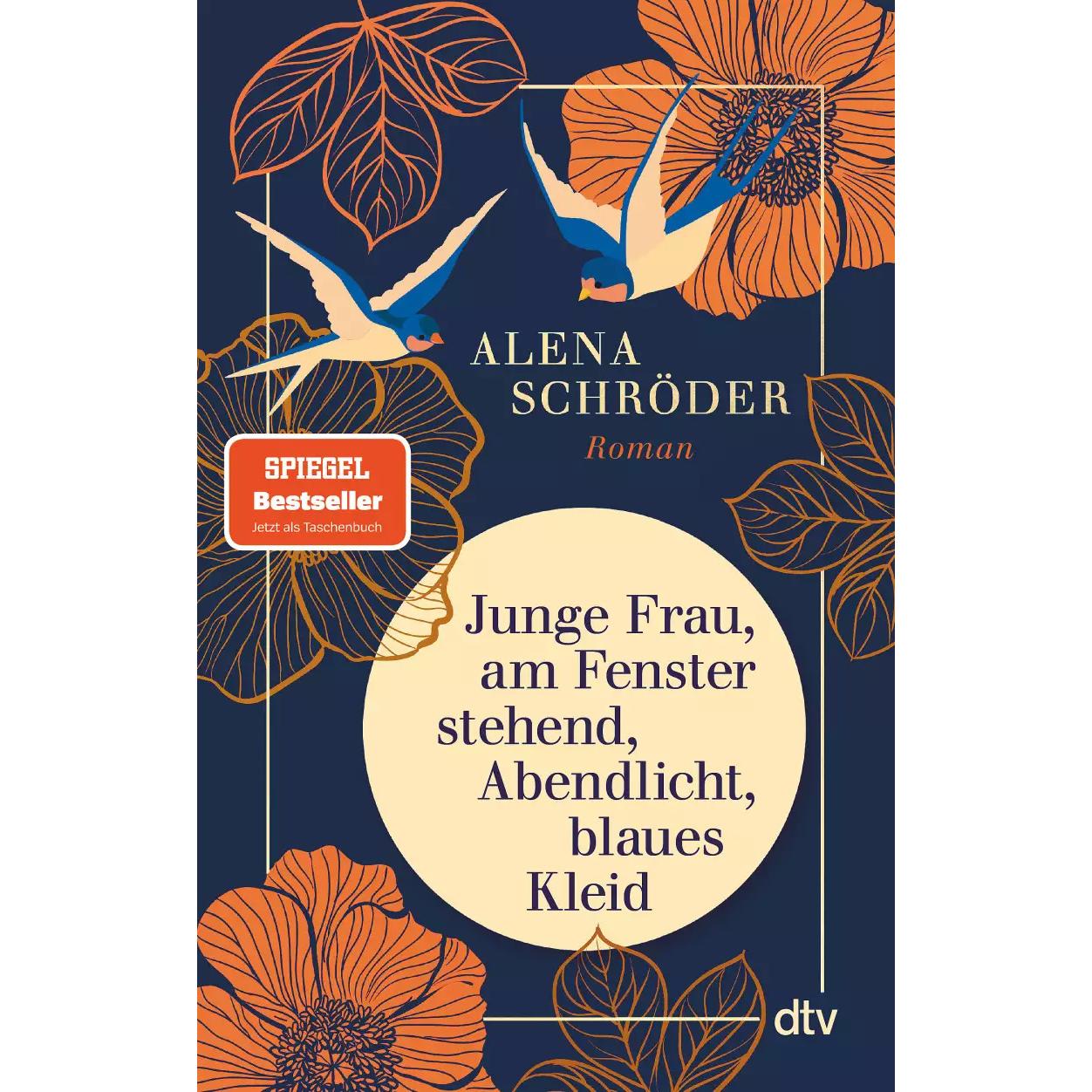 Thumbnail - Junge Frau, am Fenster stehend, Abendlicht, blaues Kleid, Belletristik von Alena Schröder