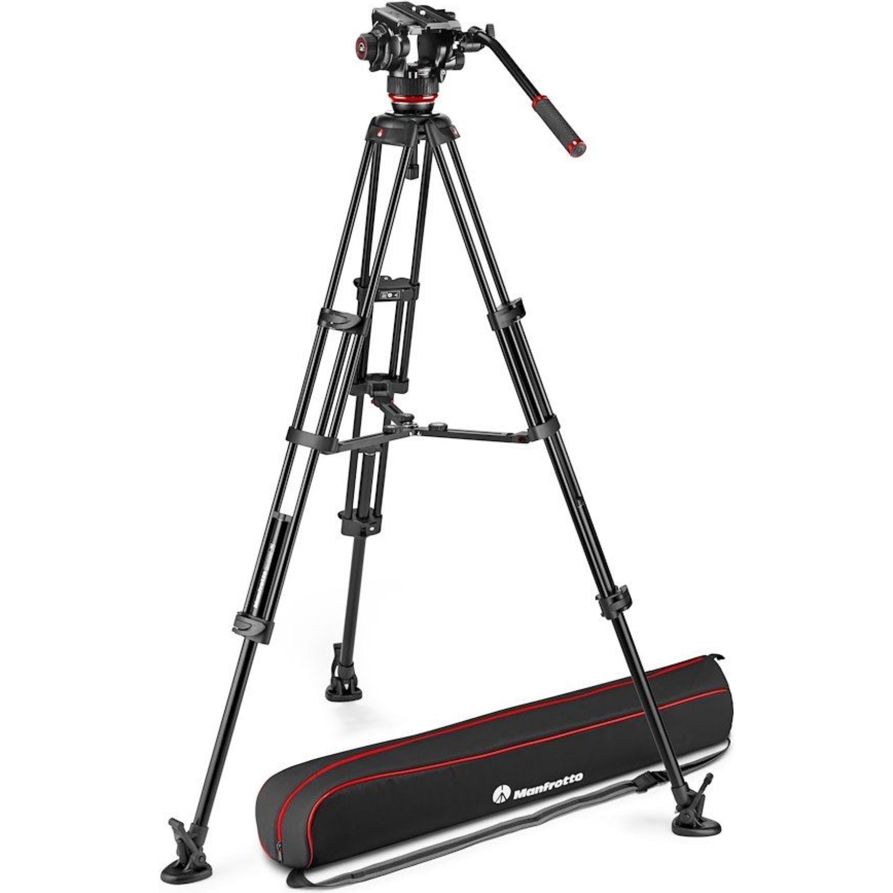 Manfrotto 504 & Alu Twin MS (Metall), Stativ, Schwarz