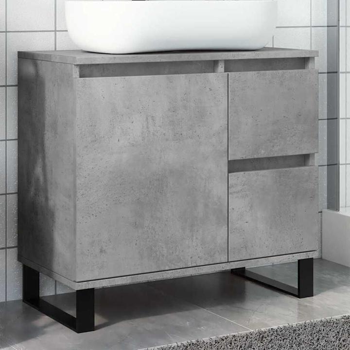 VidaXL Waschbeckenunterschrank Unterschrank Badschrank Betongrau Holzwerkstoff (65 x 33 x 60 cm)