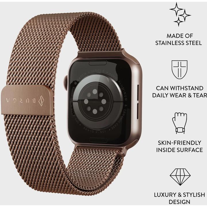 Productafbeelding Burga Apple Watch Band Metal Mesh Rose Gold 38mm / 40mm / 41mm (Roestvrij staal)