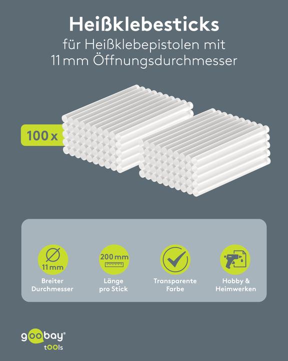 Productafbeelding Goobay Heissklebesticks 11 mm, 100 Stk.