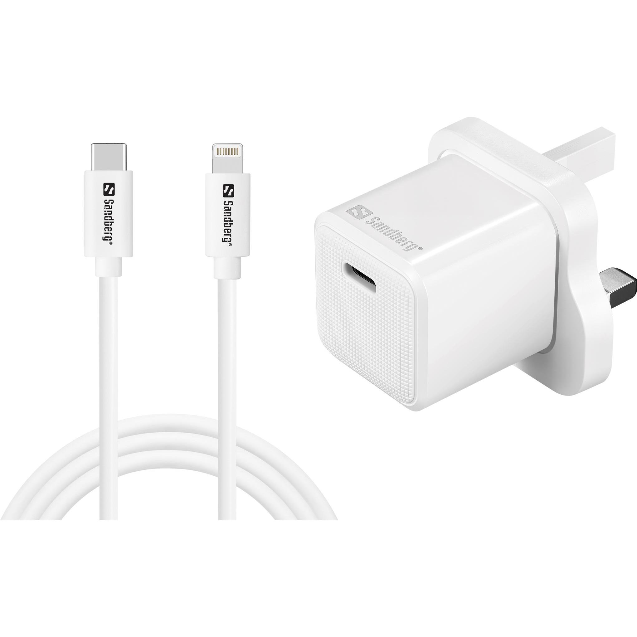 Sandberg USB-C 20W Charger UK+Lightning (20 W), Caricatore USB