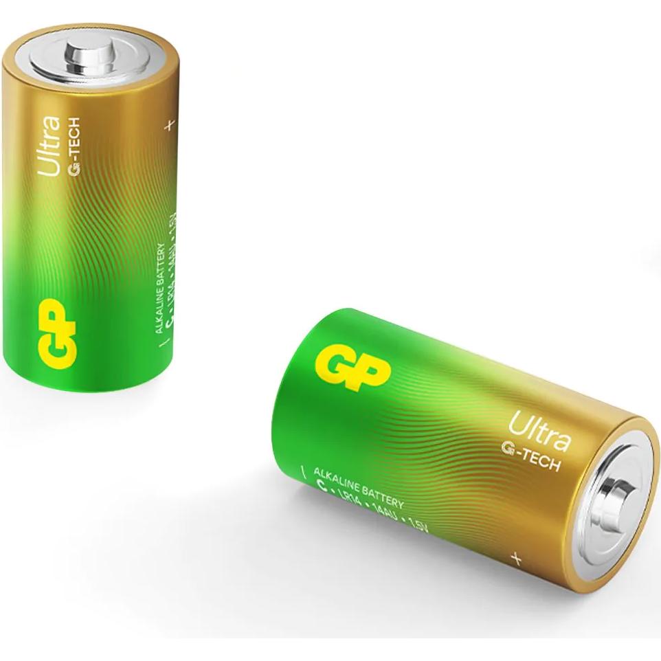 GP Batteries Ultra Alkaline Batterie C Baby 1,5V 2er Blister (2 Stk., C), Batterien + Akkus