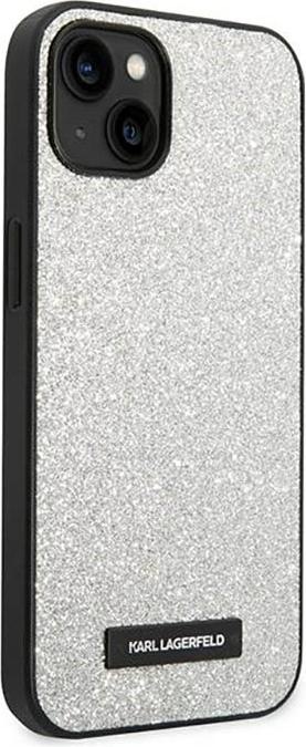 Actual product image Karl Lagerfeld KLHCP14MG2ELS iPhone 14 Plus 6.7" hardcase silver / silver Glitter Plaque Logo (Apple iPhone 14 Plus)