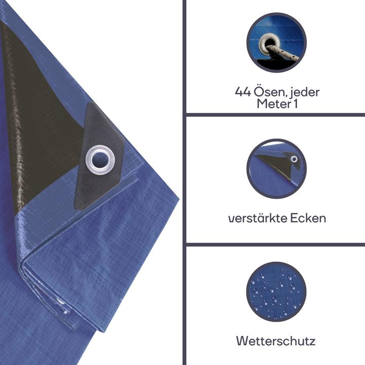 Actual product image Perel Tarpaulin - Blue/Black - Super Strong (10 x 12 m)