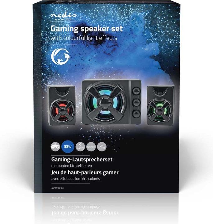 Actual product image Nedis Gaming Speaker | Speaker Channels: 2.1 | Power Supply via USB | 3.5 mm Plug | 33