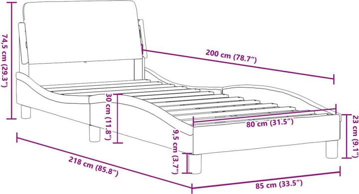 Produktbild VidaXL Bettgestell mit Kopfteil Stoff (80 x 200 cm)