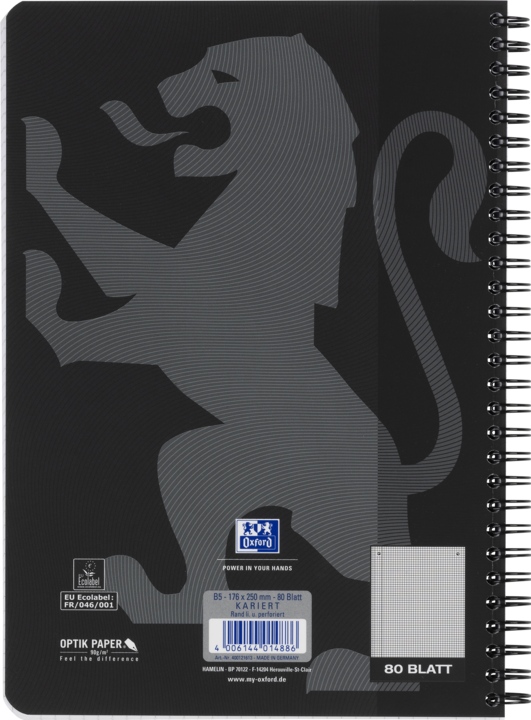 Actual product image Oxford College notebook (B5, Checked, Hardcover)