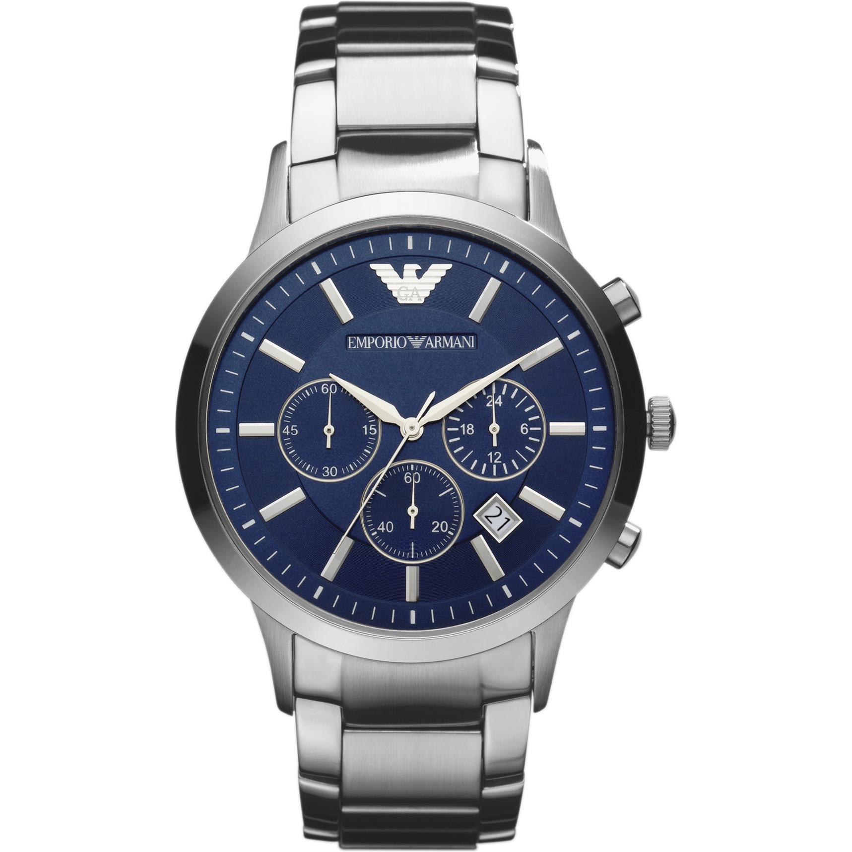 Emporio Armani, Armbanduhr, Renato, Silber, (Chronograph, 43 mm)